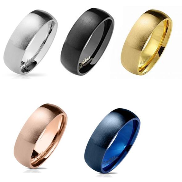Personalized Quality 6mm Matte Finish Surface Classic Dome Stainless Steel Ring